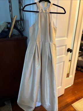 Halter-Neck Champagne Evening Gown